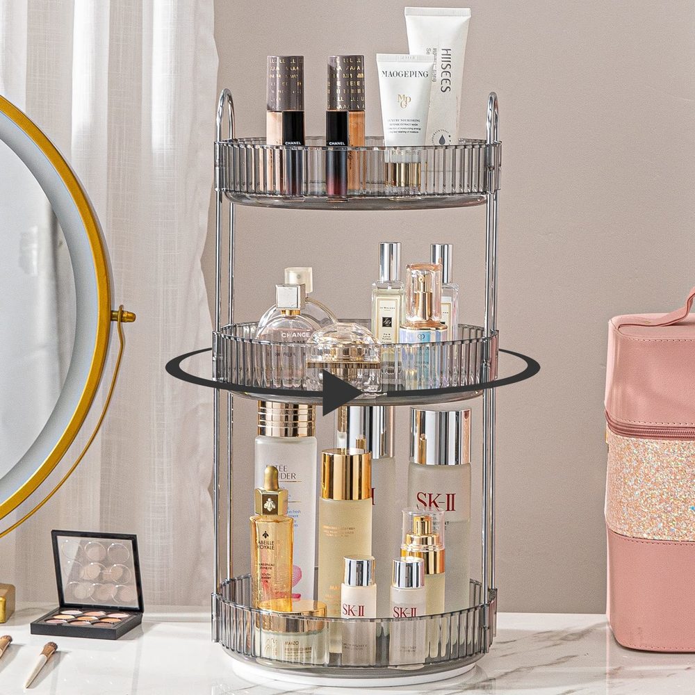 Rotating Makeup Organizer For Vanity, High-capacity Skincare Clear Make Up😍
